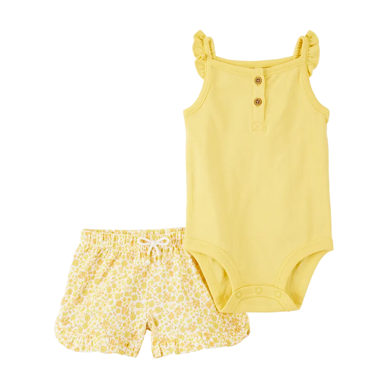 Ensemble Body Débardeur & Short Bébé Fille Carter's - Jaune