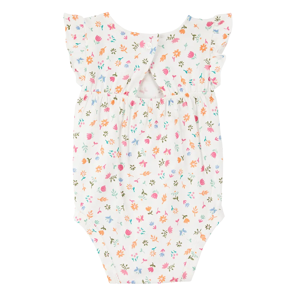 Ensemble body fleuri et cache-couche bébé fille