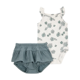Ensemble body fleuri et short bébé fille