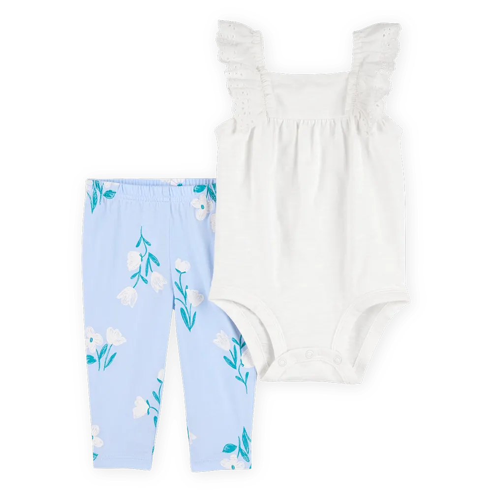 Ensemble body et legging fleuri bébé fille