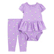 Ensemble body péplum et pantalon fleuri bébé fille