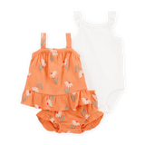 Ensemble 3 pièces floral pour bébé fille