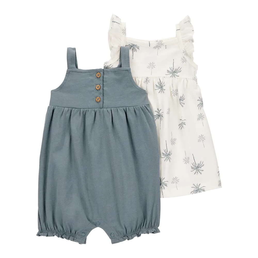 Lot 2 pièces robe et barboteuse bébé fille