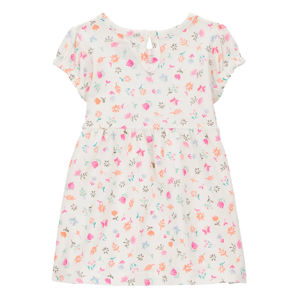 Ensemble robe florale et barboteuse bébé fille