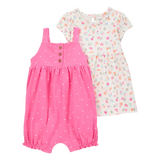 Ensemble robe florale et barboteuse bébé fille