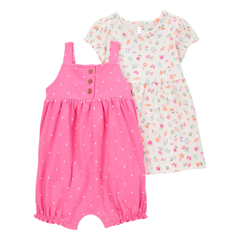 Robe & Barboteuse Bébé Fille Carter's - Florale Rose