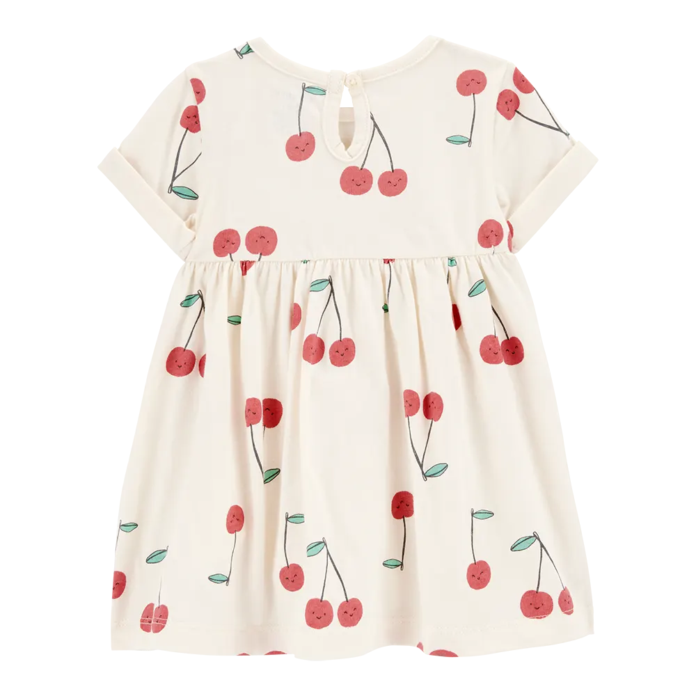 Conjunto de 2 piezas: vestido de cereza y mameluco a rayas para bebé niña Carter's