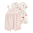 Lot 2 pièces robe cerise et barboteuse rayée fille