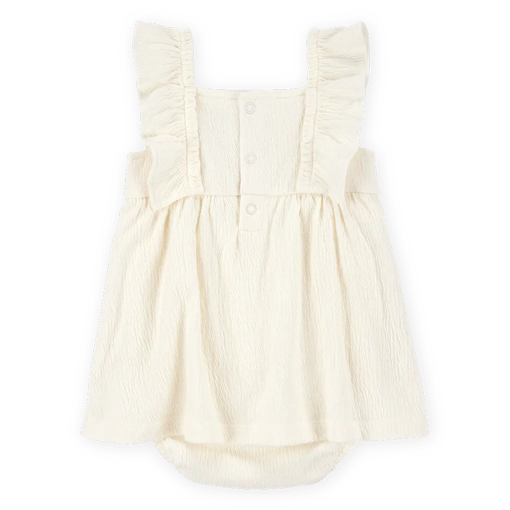 Robe-body à volants florale bébé fille - Ivoire