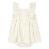 Robe-body à volants florale bébé fille - Ivoire