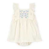 Robe-body à volants florale bébé fille - Ivoire