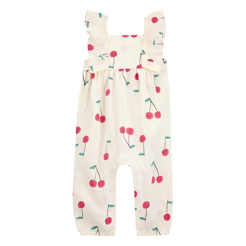 Combinaison à volants et imprimé cerise bébé fille