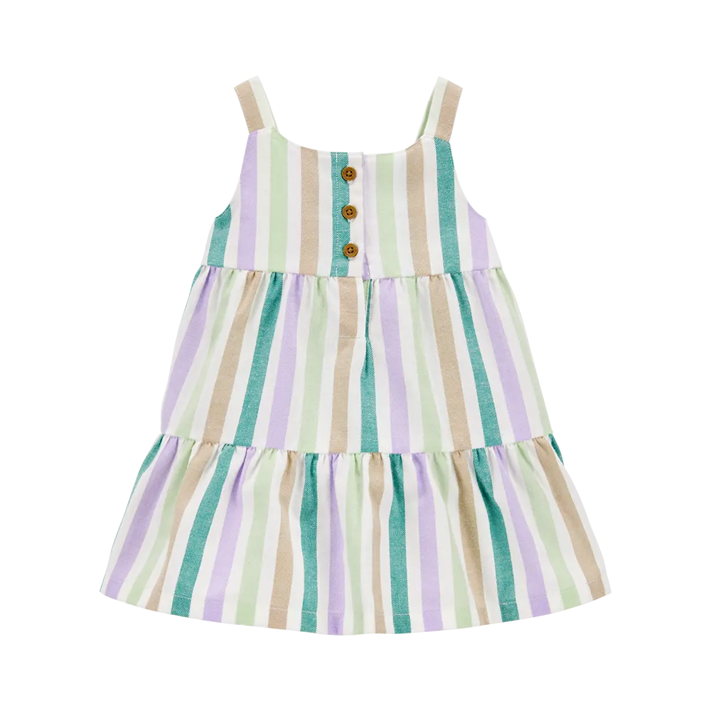 Robe étagée rayée pour bébé fille - Coton