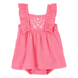 Robe-body à volants florale bébé fille - Rose