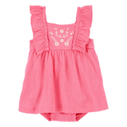 Robe-body à volants florale bébé fille - Rose