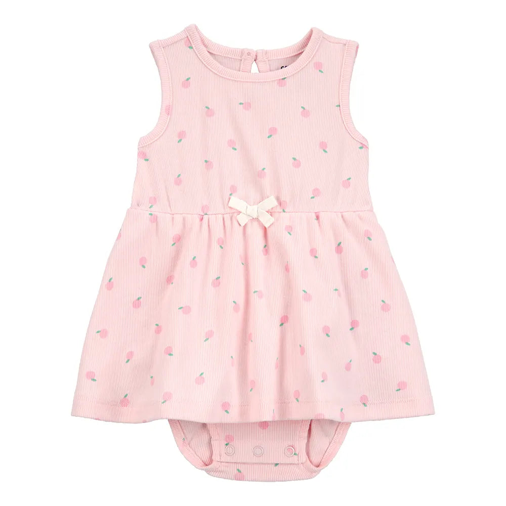 Robe-body imprimé pêche bébé fille - Rose