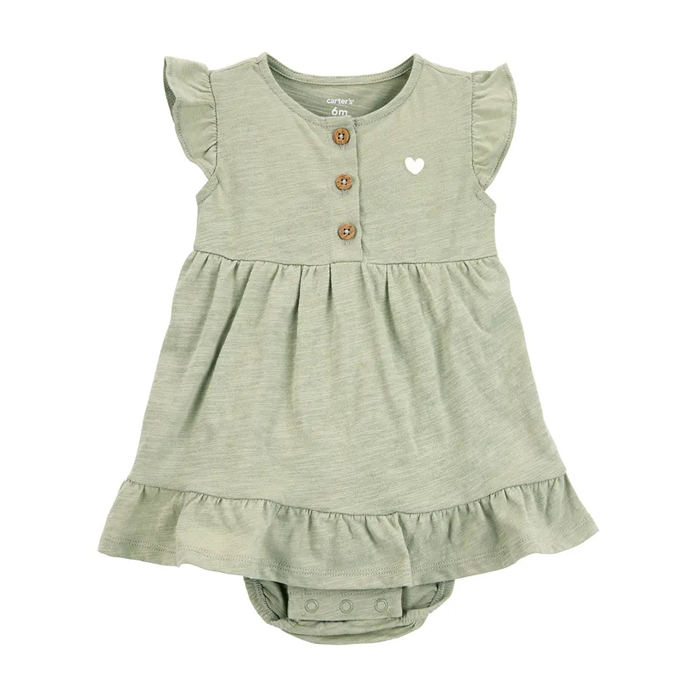 Robe-body cœur pour bébé fille - Vert