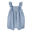 Barboteuse en chambray à volants bébé fille