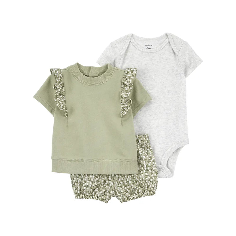 Ensemble 3 Pièces Bébé Fille Carter's - Vert Floral