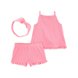 Ensemble 3 pièces cœur en pointelle bébé fille