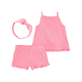 Ensemble 3 pièces cœur en pointelle bébé fille