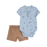 Ensemble body et short dinosaure bébé garçon - Coton