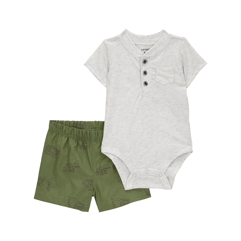 Ensemble body Henley et short bébé garçon