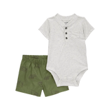 Ensemble body Henley et short bébé garçon