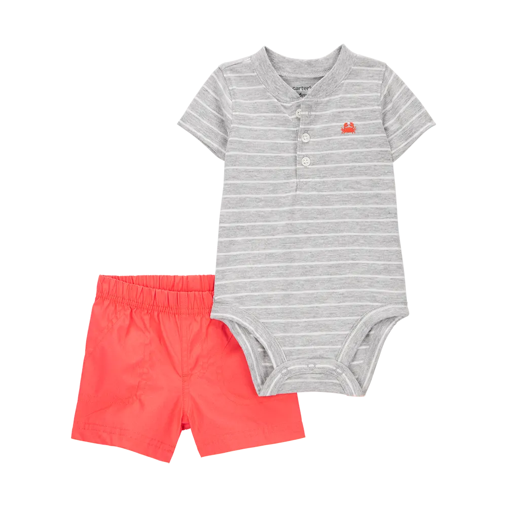 Ensemble body rayé et short bébé garçon
