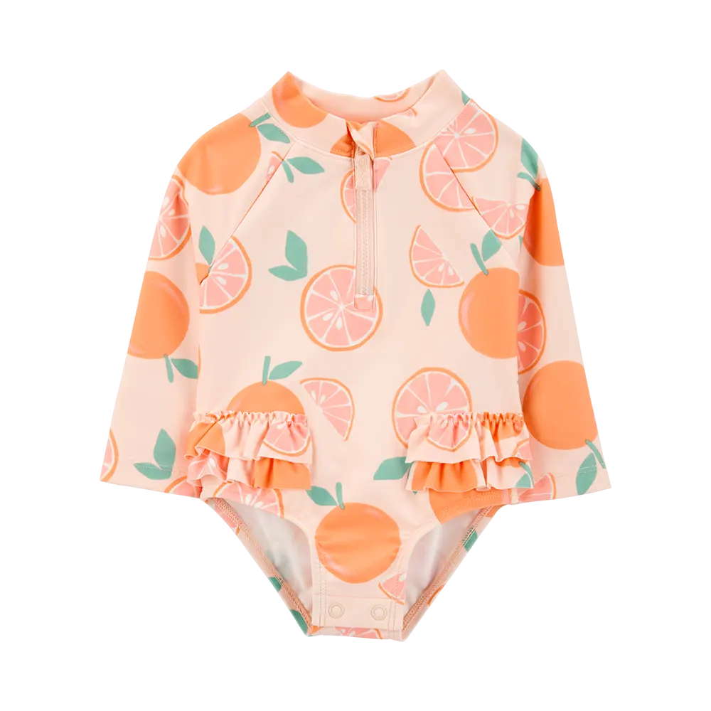 Maillot de bain anti-UV bébé fille - Imprimé orange