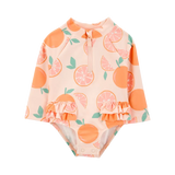 Maillot de bain anti-UV bébé fille - Imprimé orange