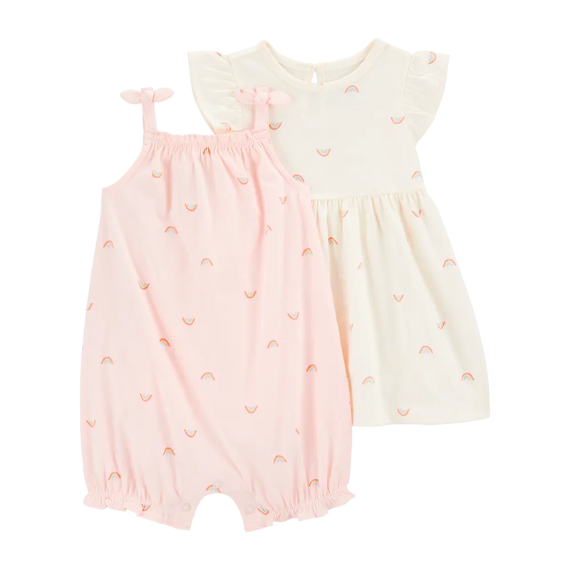 Ensemble Robe & Barboteuse Bébé Fille Carter's - Arc-en-Ciel
