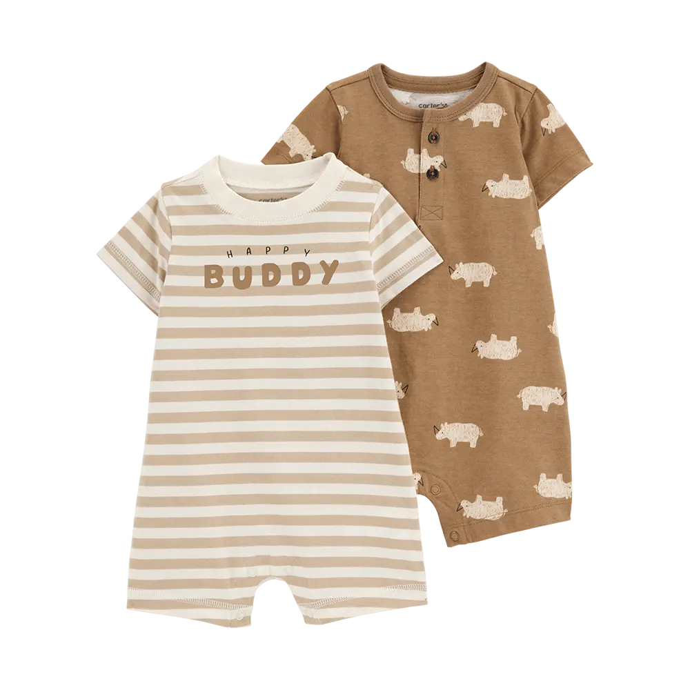 Lot de 2 barboteuses rayées bébé garçon - Coton