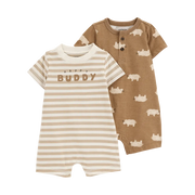 Lot de 2 barboteuses rayées bébé garçon - Coton