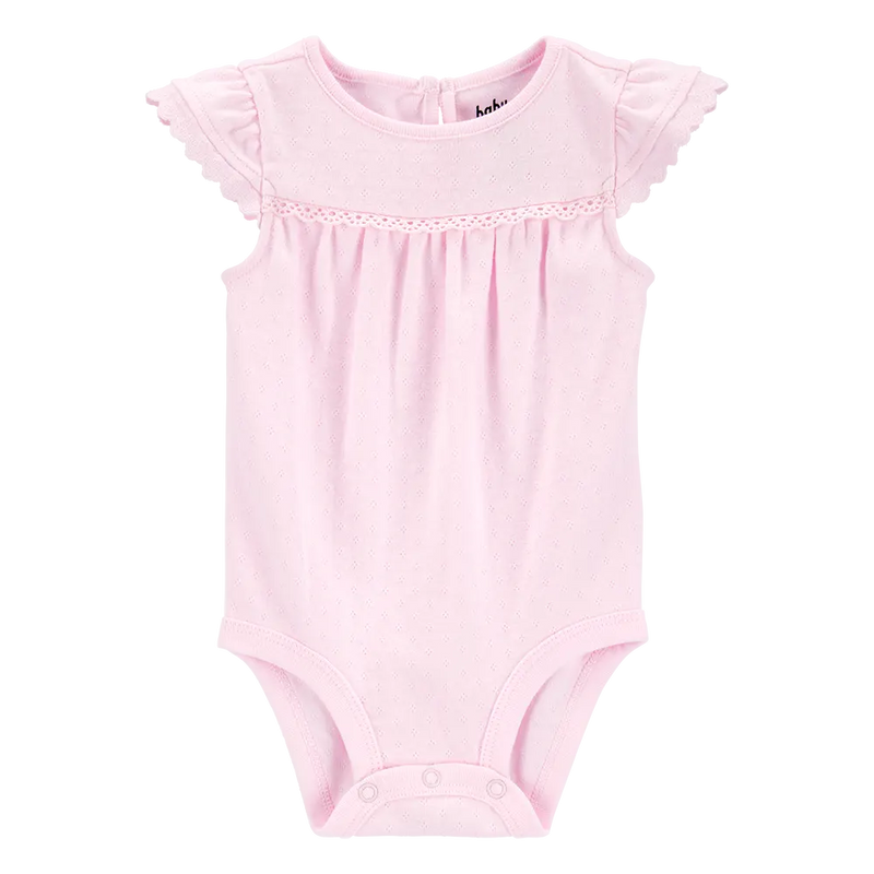 Body de punto pointelle con mangas mariposa para bebé niña OshKosh - Rosa