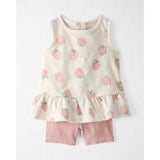 Ensemble 2 pièces fraise en coton bio bébé fille