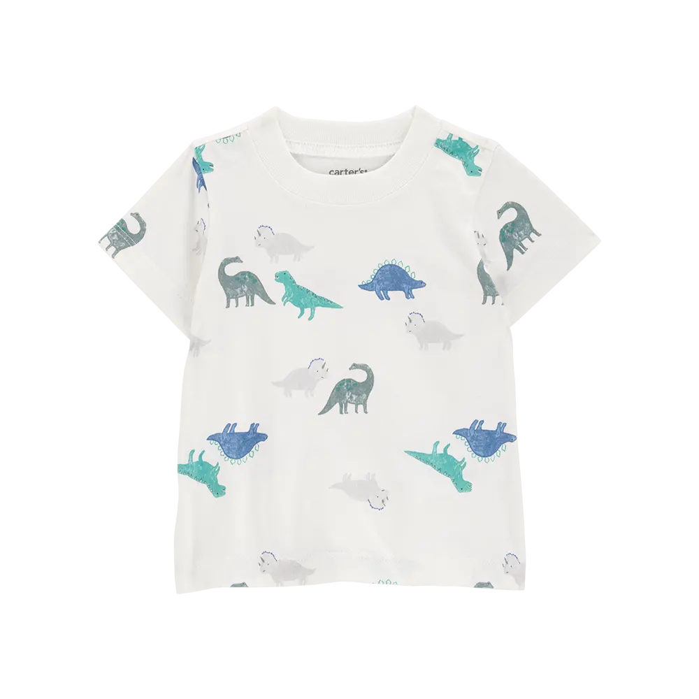 Ensemble salopette courte et t-shirt dinosaure bébé