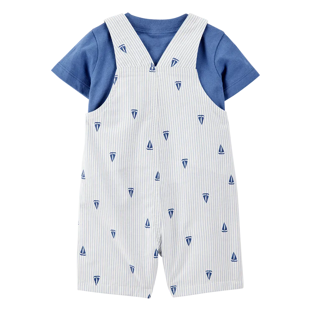 Ensemble t-shirt et salopette courte voilier bébé