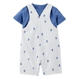 Ensemble t-shirt et salopette courte voilier bébé