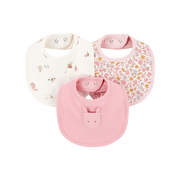 Lot de 3 bavoirs fleuris pour bébé fille