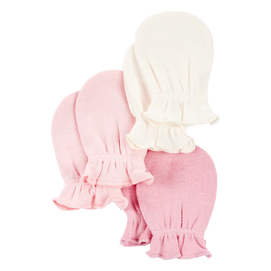 Lot de 3 moufles anti-griffures bébé fille - Rose