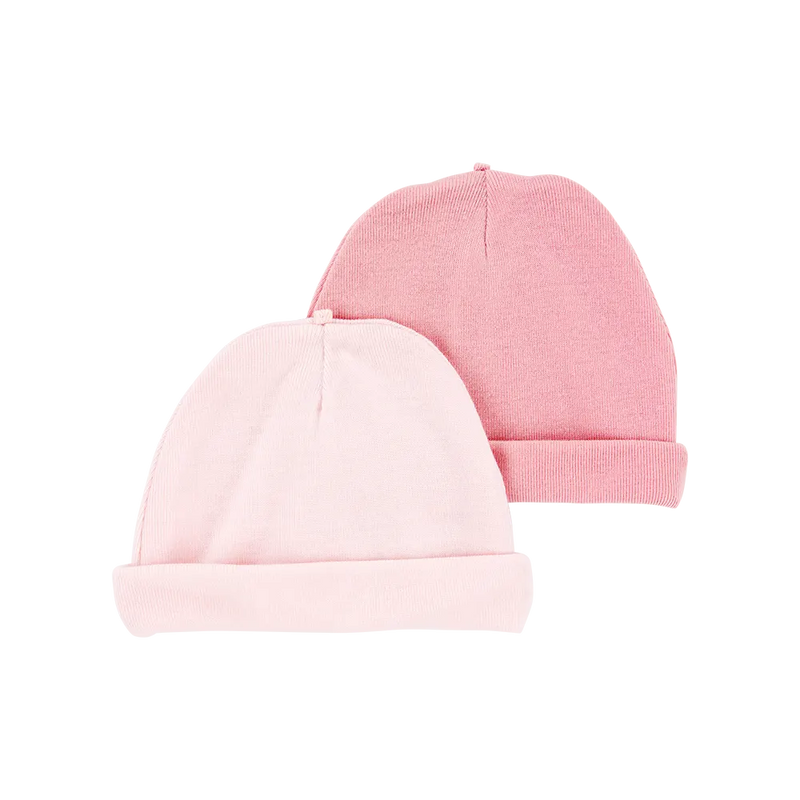 Lot de 2 Bonnets de Naissance Bébé Fille Carter's - Rose