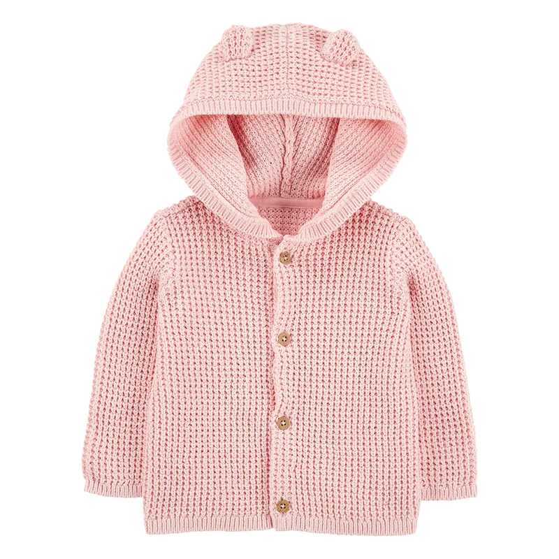 Cardigan Gaufré à Capuche Bébé Fille Carter's - Rose