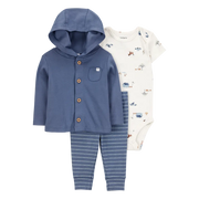 Ensemble 3 pièces cardigan ferme bébé garçon - Coton