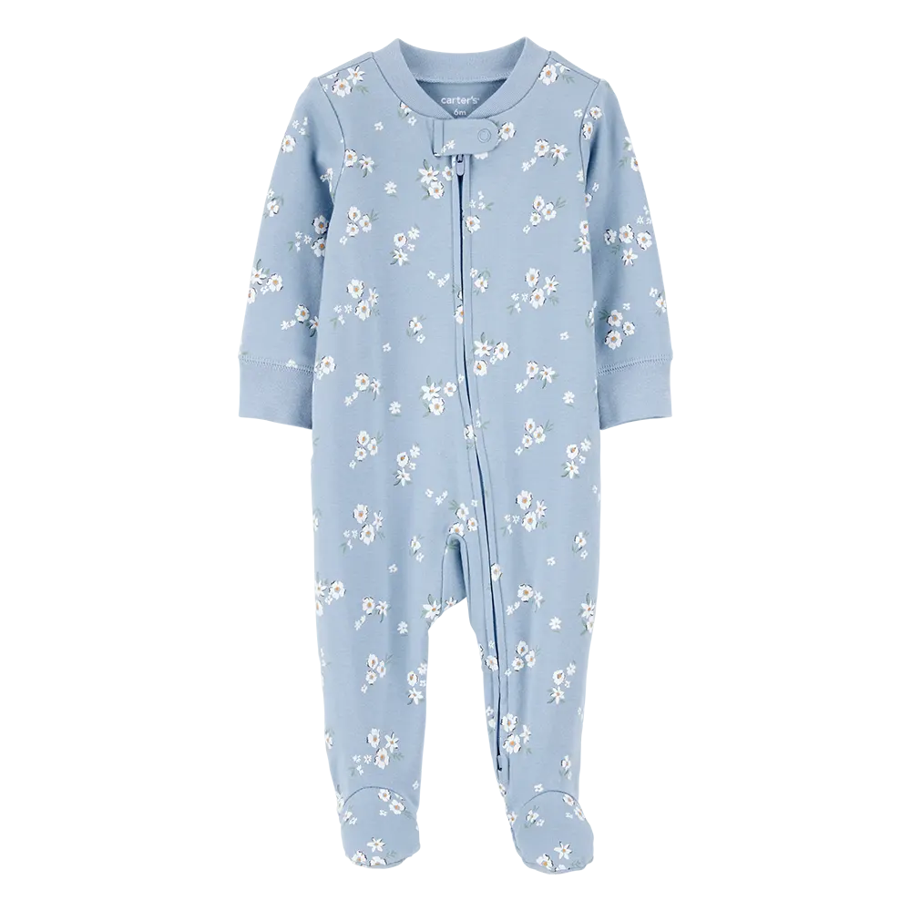 Pyjama dors-bien zippé floral bébé fille - Coton