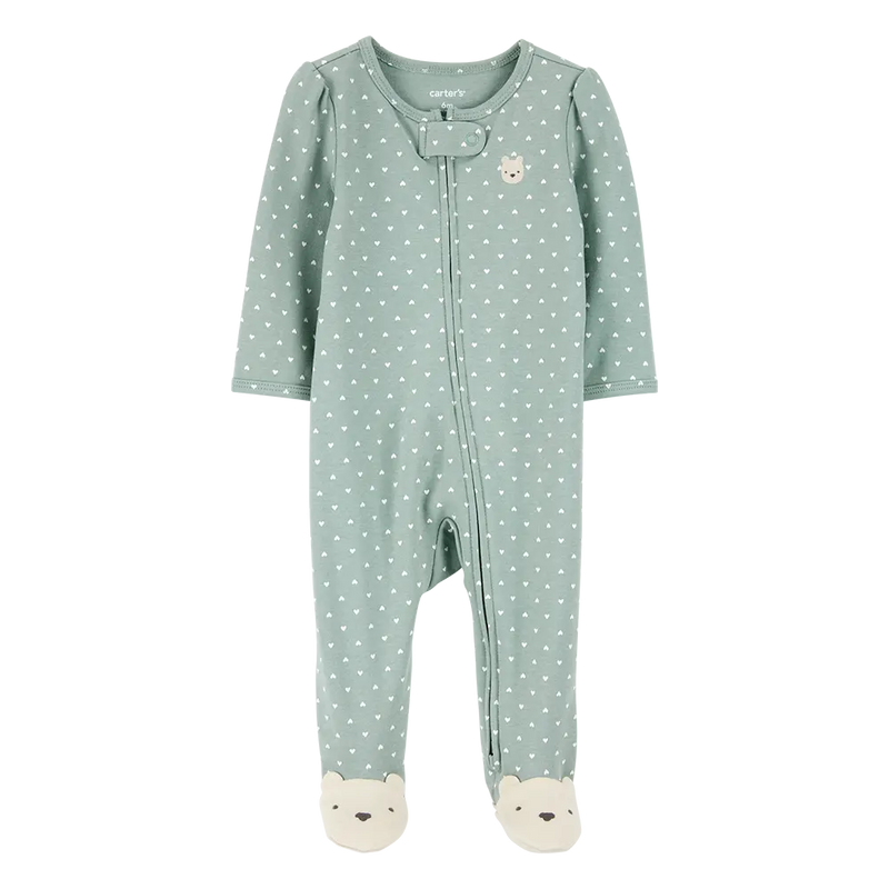 Carter's Baby Girl Zip-Up Cotton Sleep & Play - Green Polka Dot
