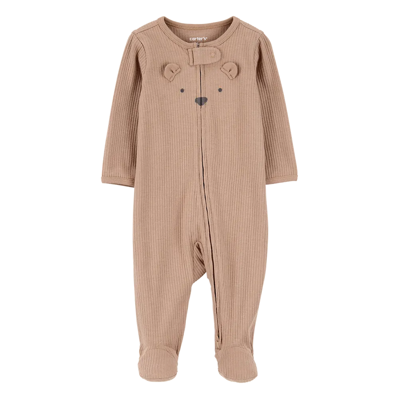Grenouillère Zippé Côtelé Bébé Carter's - Brun Ours