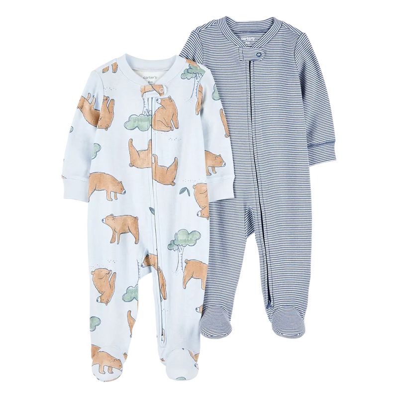 Carter's Baby Boy 2-Pack Zip-Up Cotton Sleep & Plays - Blue