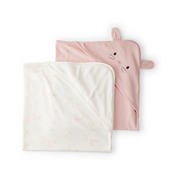 Lot de 2 serviettes à capuche bébé fille - Rose