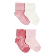 Lot de 4 paires de chaussons chenille bébé fille